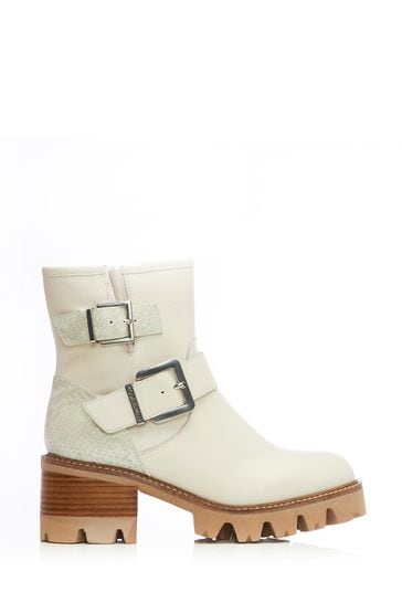 Moda in Pelle Delihla Chunky Block Heel Boots With Buckle Detail And Side Zip