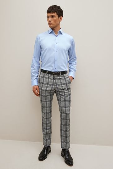 Blue shirt white outlet collar next
