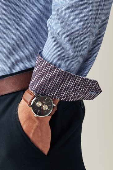 Buy Navy Blue Regular Fit Textured Trimmed Single Cuff Shirt from