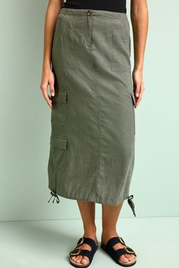 Khaki linen pencil skirt outlet