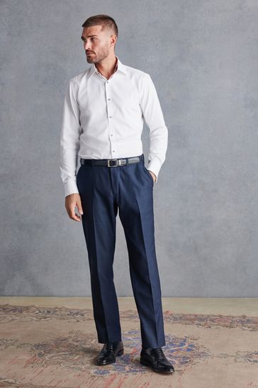 Buy White Slim Fit Double Cuff Signature Textured Trimmed Formal