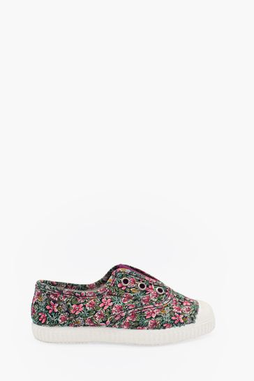 Trotters London Red Ragged Robin Plum Canvas Shoes