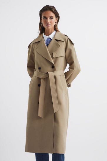 Buy Reiss Stone Daria Wool Trench Coat from Next Luxembourg