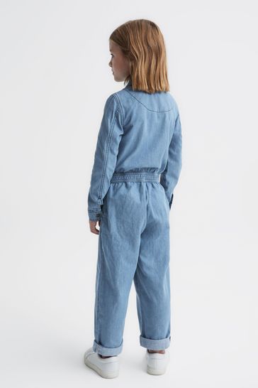 Next girls denim jumpsuit sales