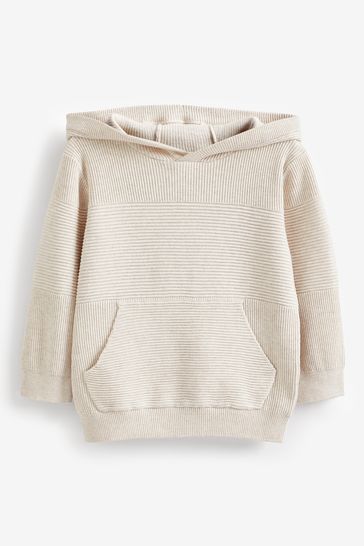 Cream knitted hoodie sales