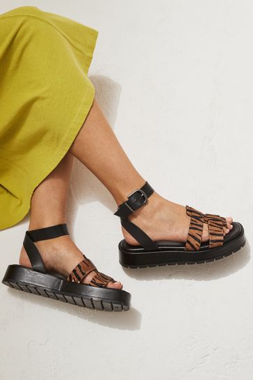 Animal Forever Comfort® Leather Platform Chunky Sandals