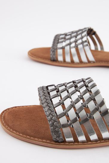 Leather woven new arrivals flat sandals