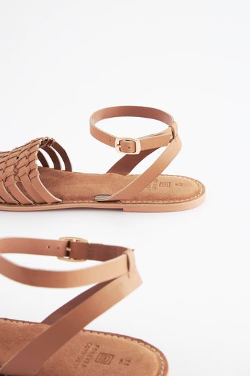 Leather woven new arrivals flat sandals