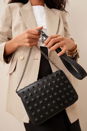 Black studded cross body bag clearance