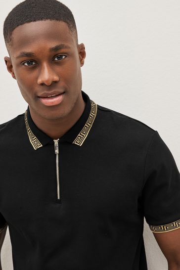 Black and gold polo t shirt new arrivals