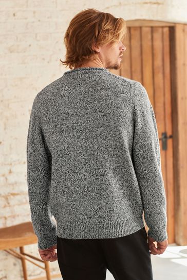 Charcoal Grey Regular Knitted Twist Long Sleeve Jumper