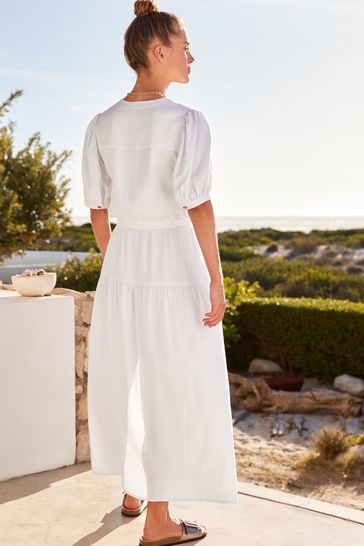 Button down midi dress hot sale with sleeves