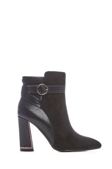 Moda In Pelle Pointed Two Part Suede Ankle Boots With Cage Heel