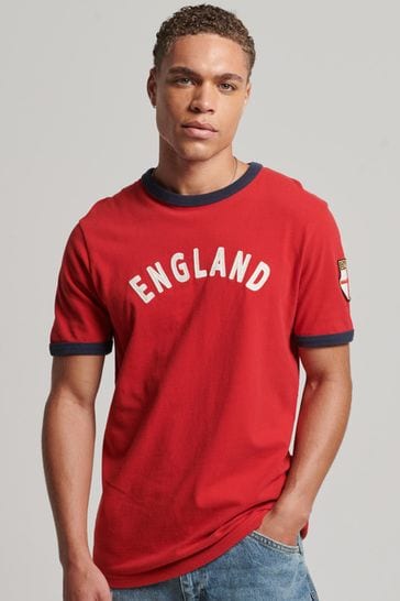 Superdry Red Ringspun Football England T-Shirt