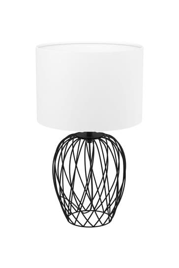 Eglo Black Nimlet Table Lamp Wire Base with White Fabric Shade