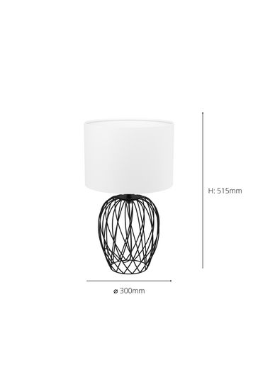 Eglo Black Nimlet Table Lamp Wire Base with White Fabric Shade