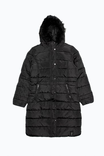 Hype. Womens Black Padded Longline Jacket