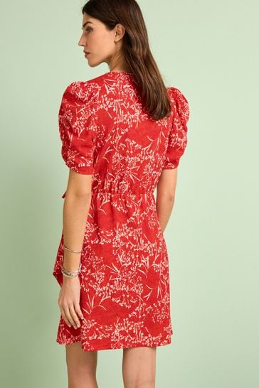 Red floral dress short sales