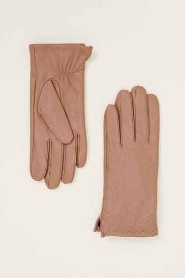 Phase Eight Cream Pleat Detail Leather Gloves