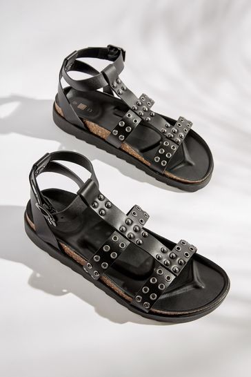 Black studded shop chunky sandals
