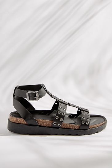 Black studded chunky sandals 2025