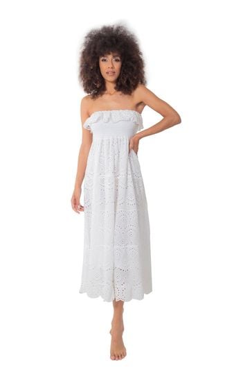 White strapless beach dress top