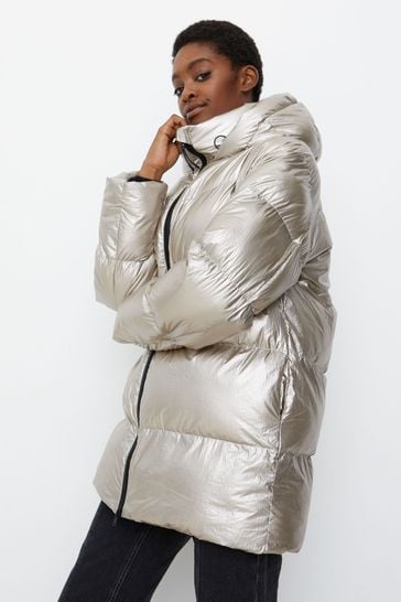 Metallic hooded 2025 puffer jacket