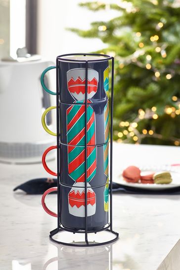 Stacking christmas mugs with stand clearance