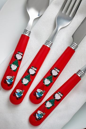 Red Christmas Gonk 16 Piece 16 Piece Cutlery Set