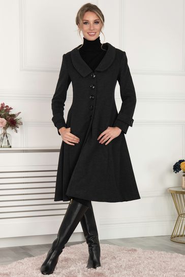 Jolie Moi Grey Cailyn Retro Flare Coat