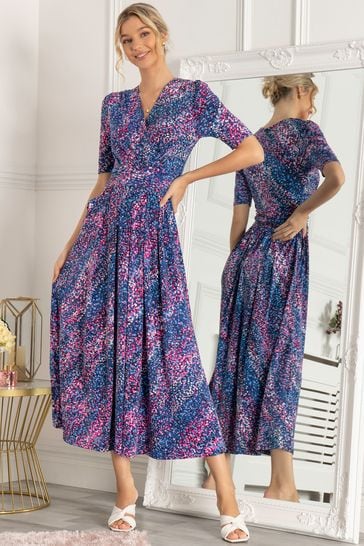 Blue animal print maxi dress sale