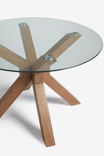 Oak and glass dining table outlet next