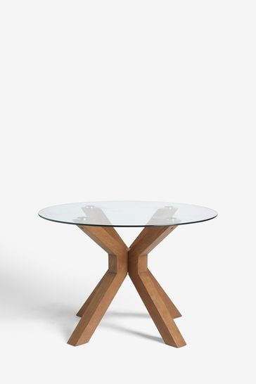 Next solid top oak dining table