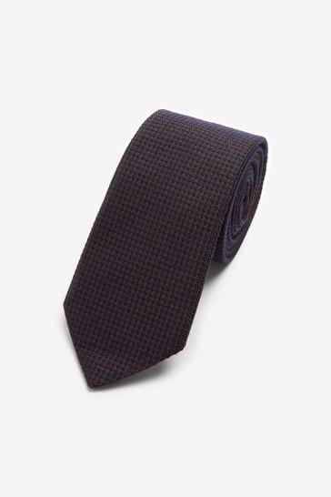 Rust Brown Geometric Signature Made In Italy Tie
