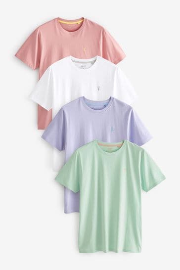 Purple/White/Green/Pink Pastel T-Shirts 4 Pack
