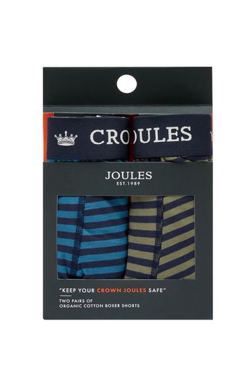 Joules Crown Blue Cotton Boxers 2 Pack