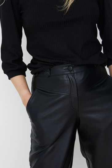 Black straight top leg cropped trousers