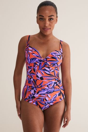 Phase Eight Purple Leaf Print Swimsuit