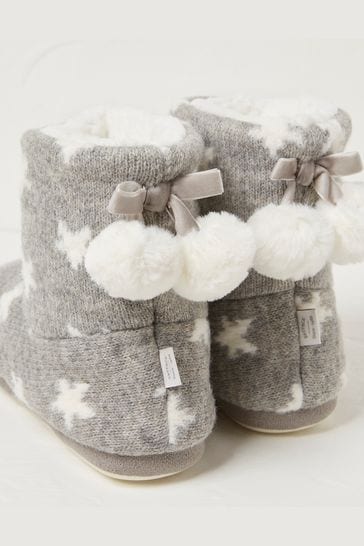 FatFace Grey Nova Star Slipper Boots