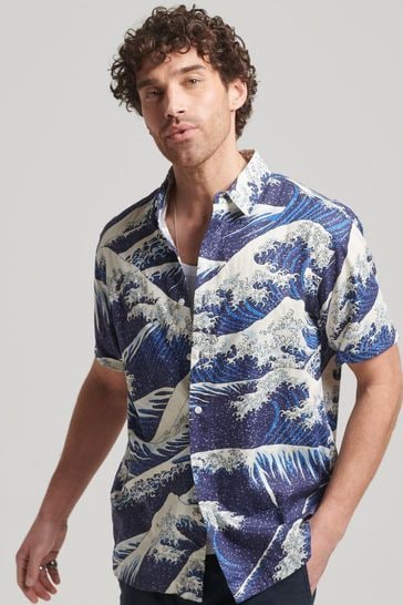 Superdry Blue Vintage Hawaiian Short Sleeve Shirt