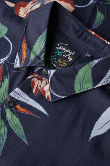 Superdry Blue Vintage Hawaiian Short Sleeve Shirt