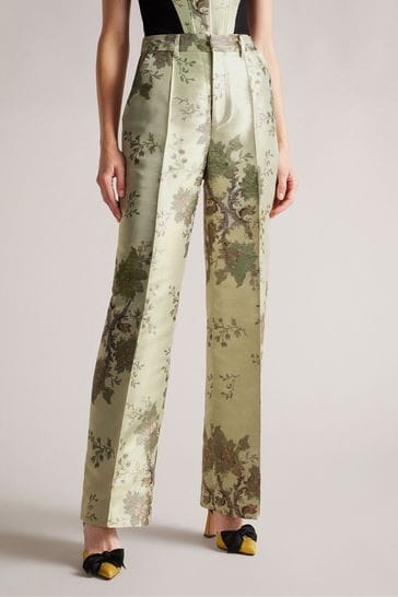 Ted Baker Natural Charlow Wide Flood Length Front Pleat Trousers