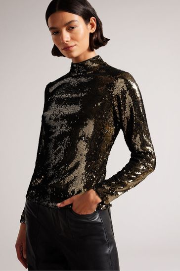 Ted Baker Lovato Brown Sequin Top