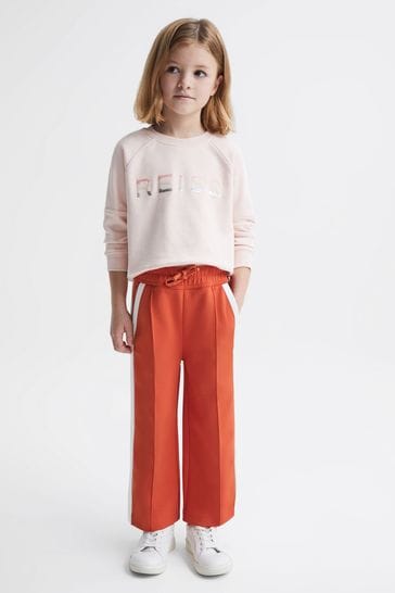 Reiss Coral Tegan Senior Jersey Side Stripe Trousers