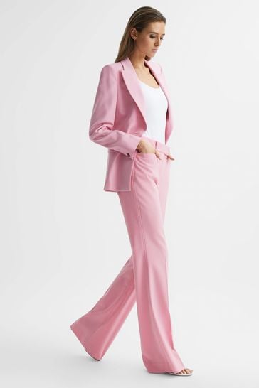 Reiss Pink Blair High Rise Wide Leg Trousers