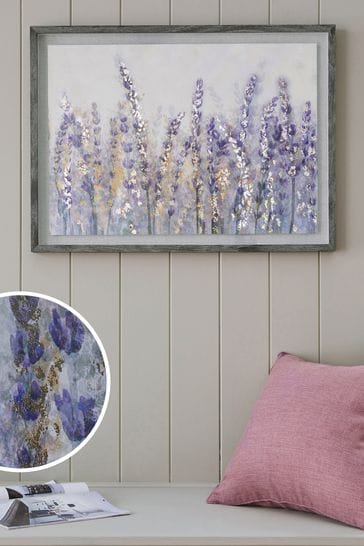 Purple Lavender Fields Large Framed Canvas Wall Art