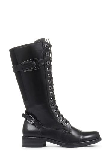 Regarde Le Ciel Lace-Up Leather Black Boots