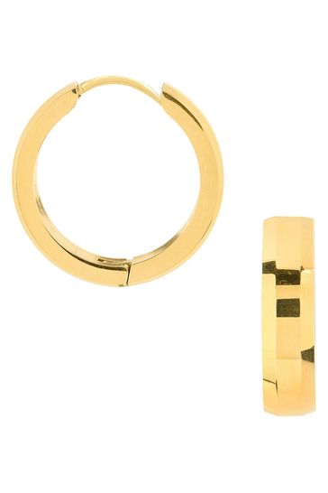 Orelia Luxe 18K Gold Bevelled Edge Mid Size Hoop Earrings