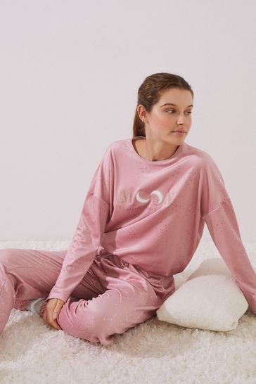Women'secret Long Pink Printed Tie Pyjamas
