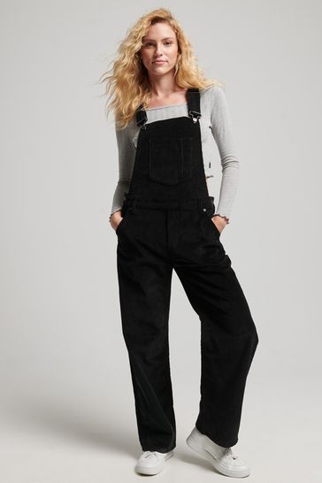 Superdry Black Cord Dungarees